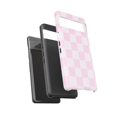Pink Checkerboard Phone Case | Aesthetic Tough Protective Case
