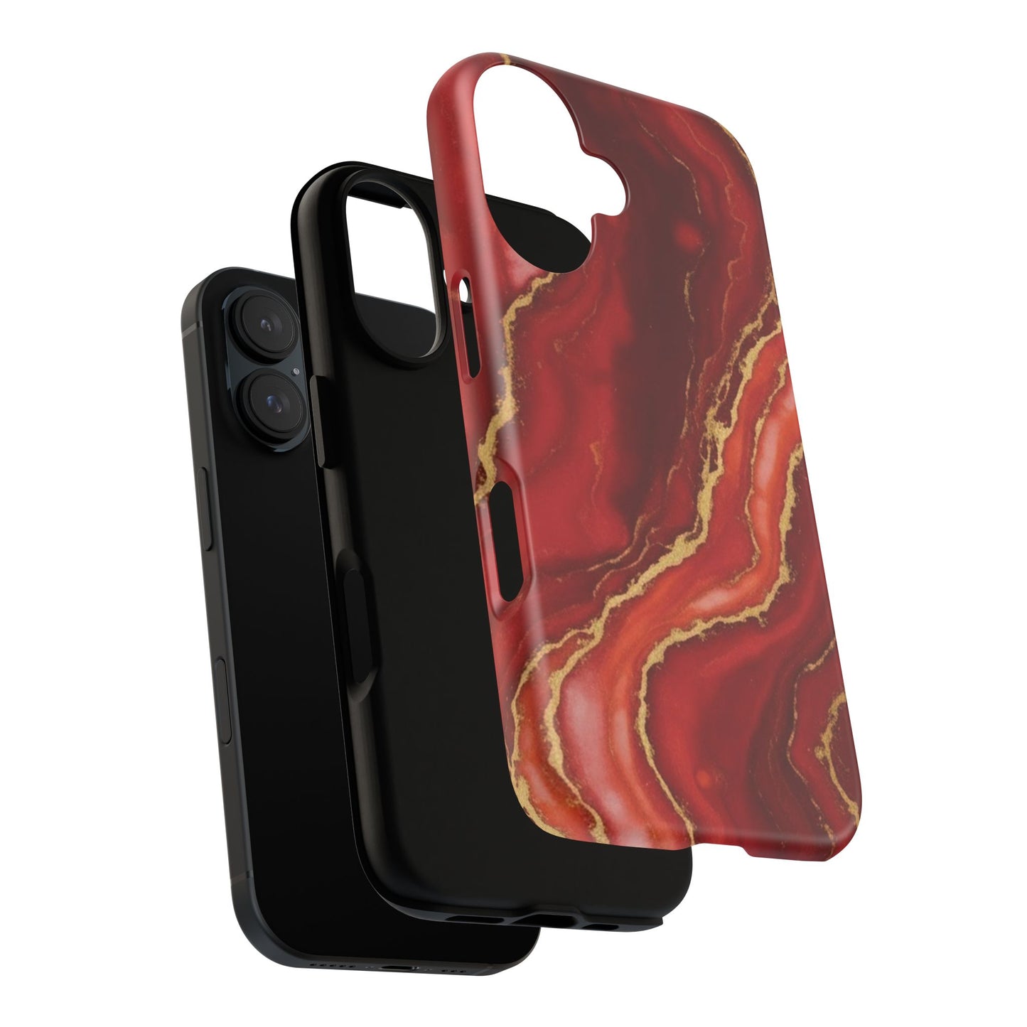 Red Agate Marble Phone Case with Gold Veins – Luxury Tough iPhone & Samsung Case