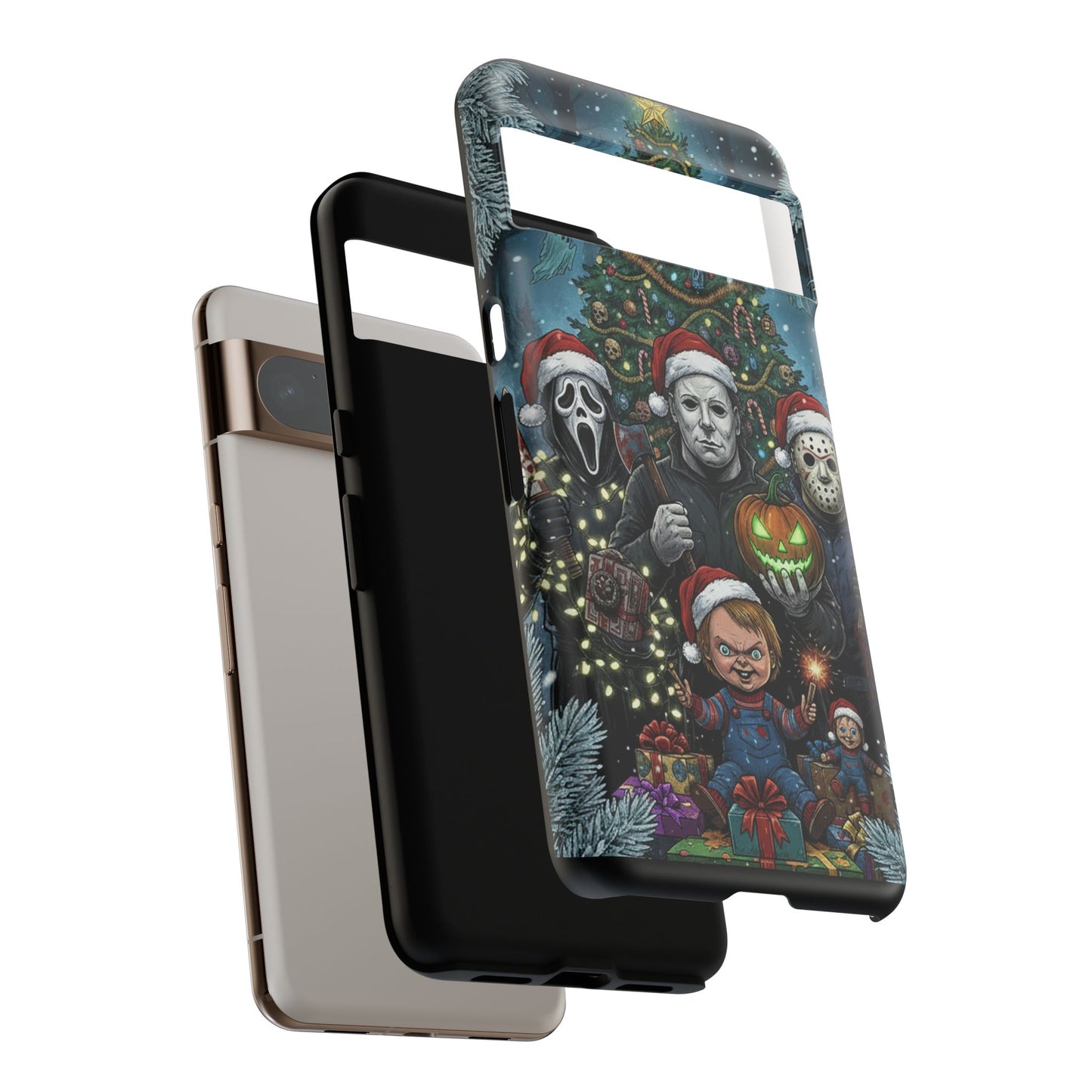 Christmas Horror Phone Case – Festive Slasher Collage Tough Case (iPhone, Samsung, Pixel)