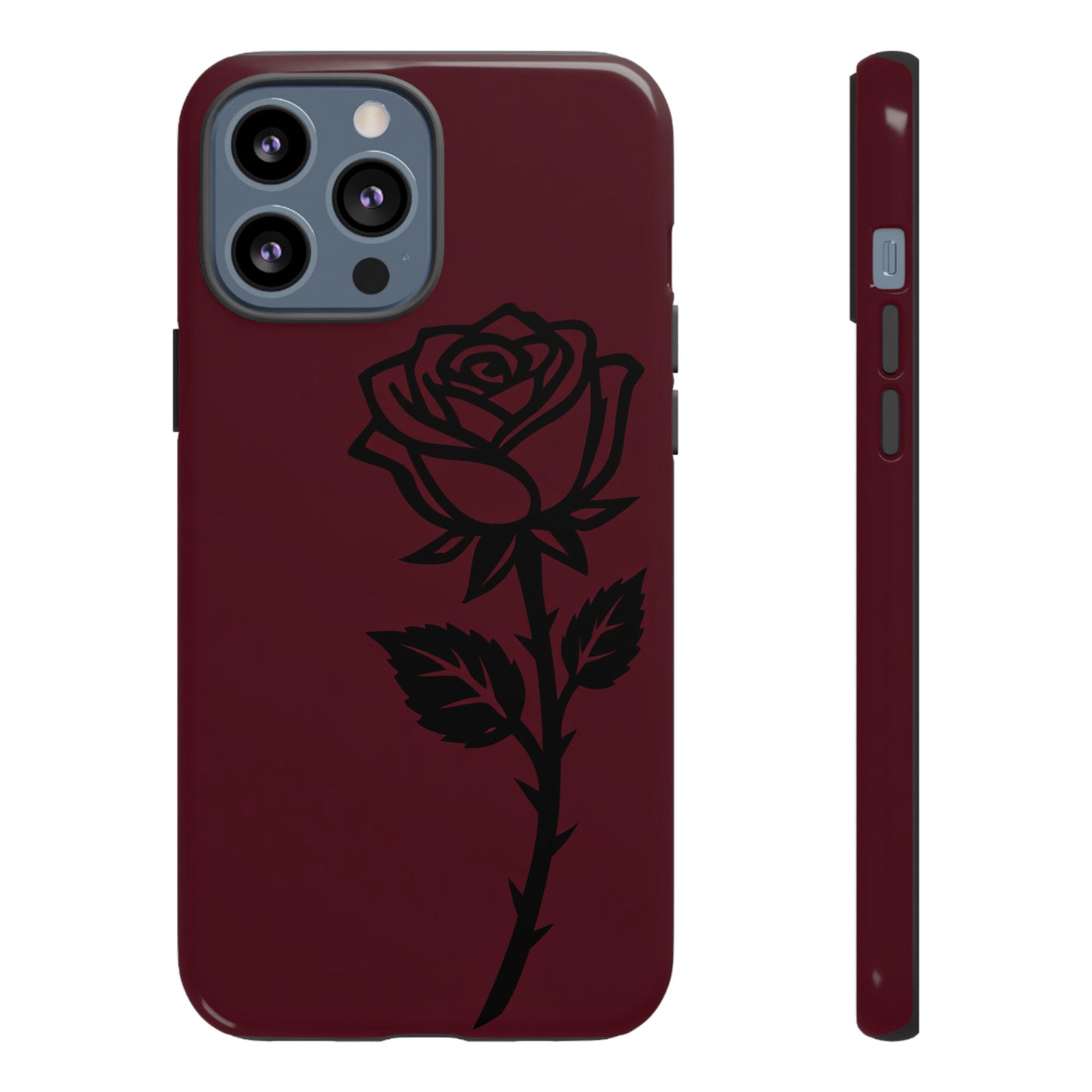 Black Rose Burgundy iPhone Case | Dark Aesthetic Shockproof Protective Cover