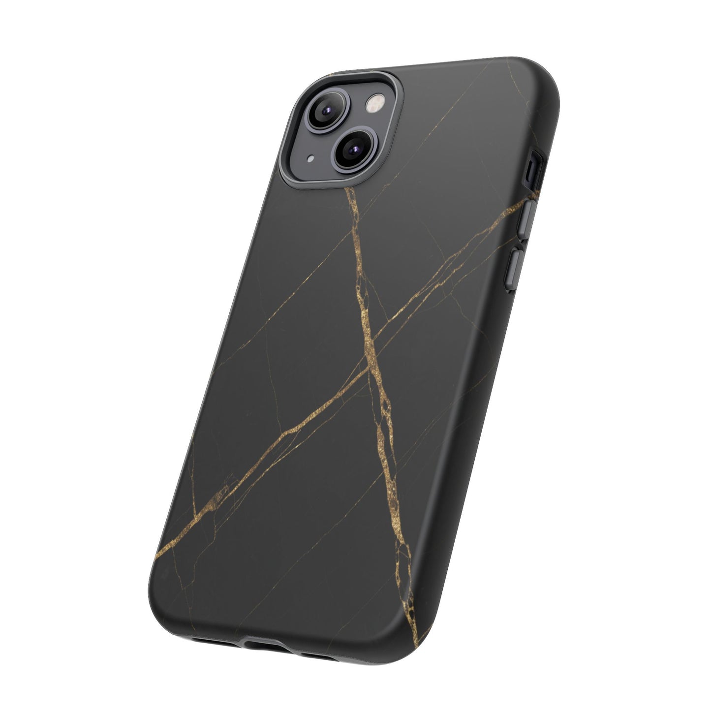 Black Marble Phone Case with Gold Veins – Luxury Minimal Aesthetic Tough Case