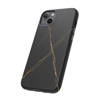 Black Marble Phone Case with Gold Veins – Luxury Minimal Aesthetic Tough Case