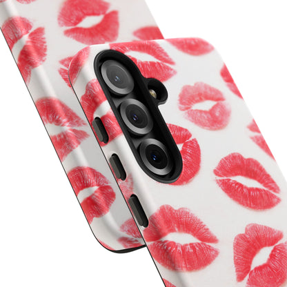 Red Lipstick Kiss Phone Case – Sexy Lip Print Pattern Tough Protective Cover