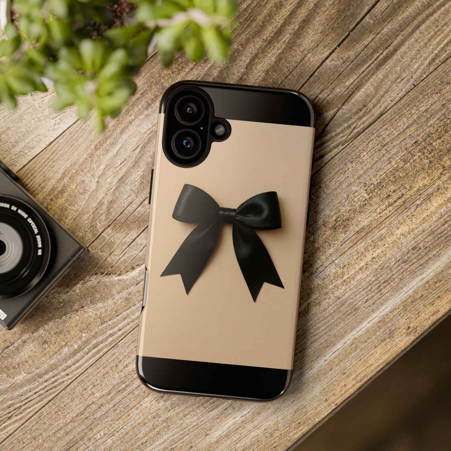 Black Bow Phone Case | Elegant Coquette Bow Design | Chic Neutral Tough Case for iPhone & Samsung