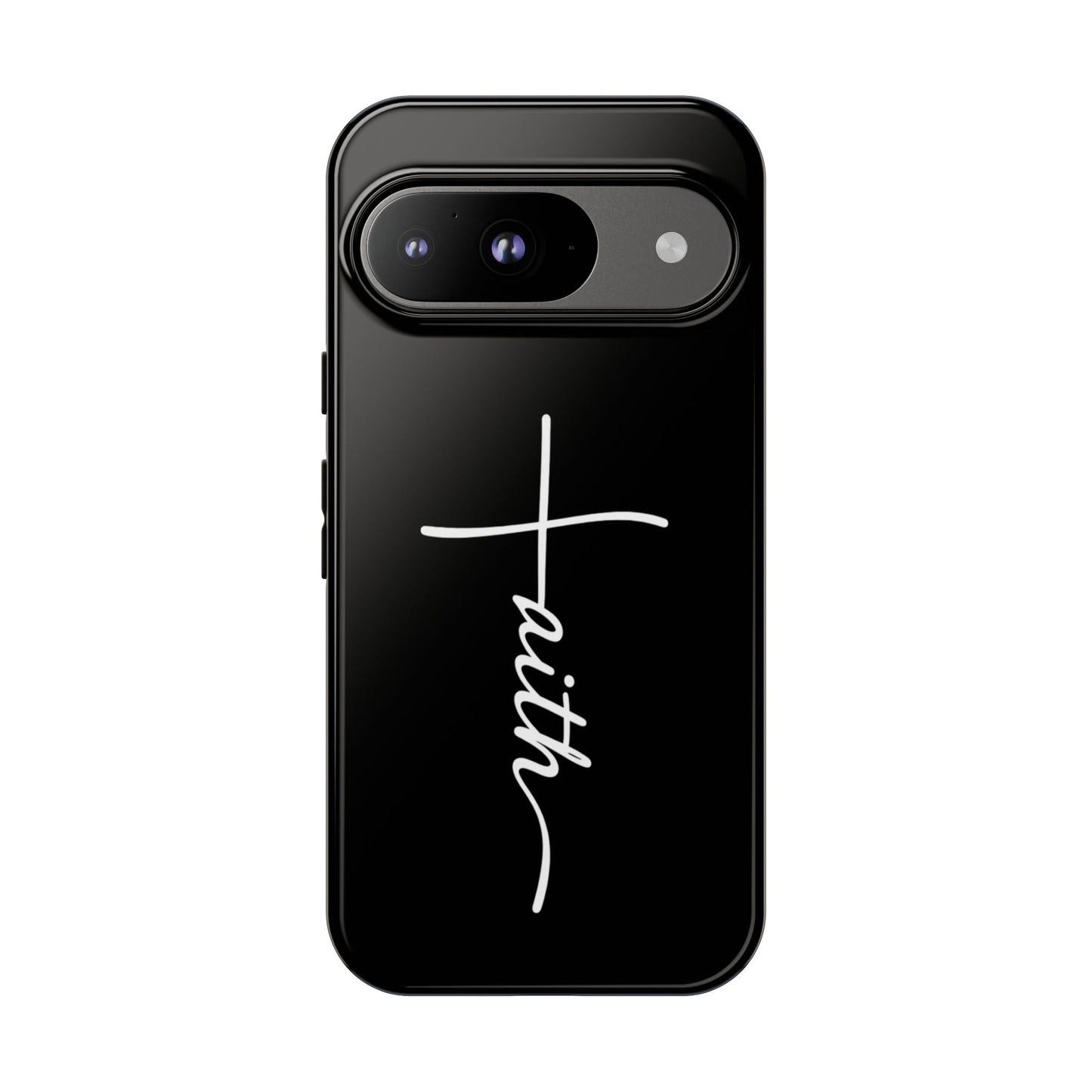 Faith Cross Phone Case, Christian Aesthetic Minimalist Black Matte Case, Religious Gift iPhone Samsung Cover