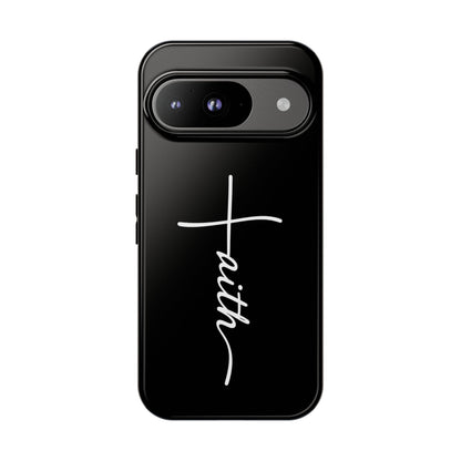 Faith Cross Phone Case, Christian Aesthetic Minimalist Black Matte Case, Religious Gift iPhone Samsung Cover