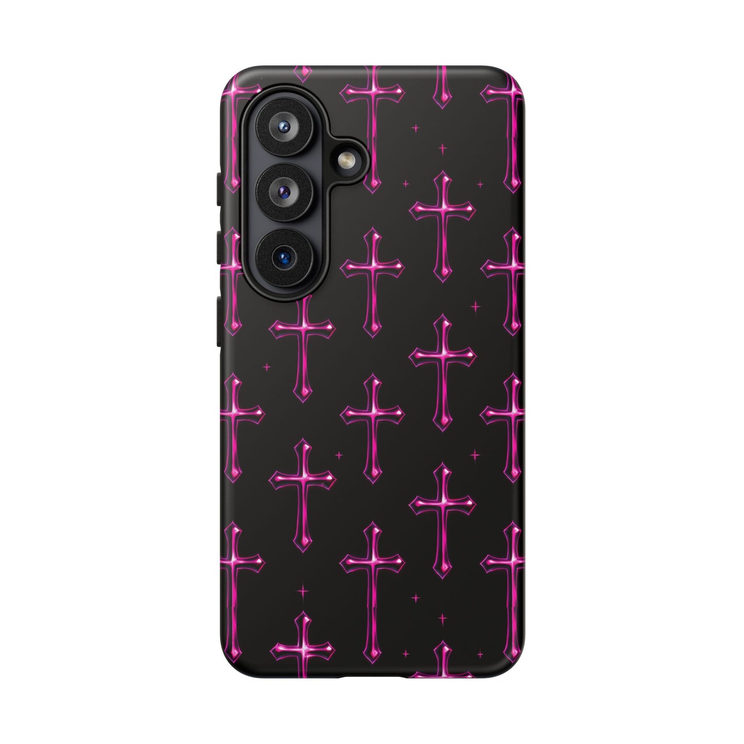 Neon Pink Cross Pattern Phone Case | Tough Protective Case for Iphone, Samsung Galaxy and Pixel