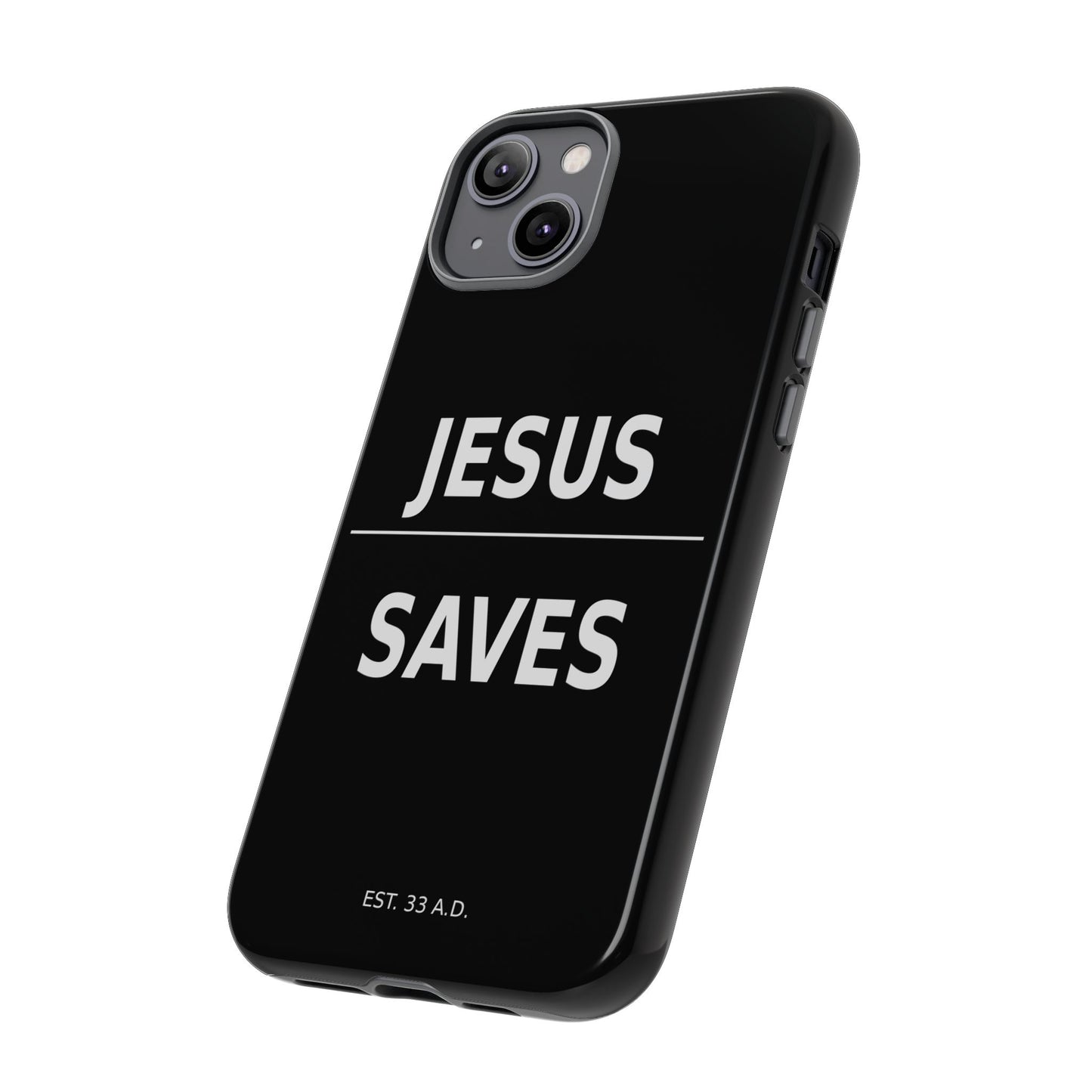 Jesus Saves Phone Case Christian Religious Minimalist Black Tough Cover