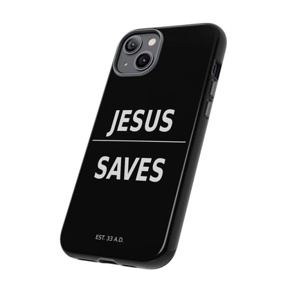 Jesus Saves Phone Case Christian Religious Minimalist Black Tough Cover