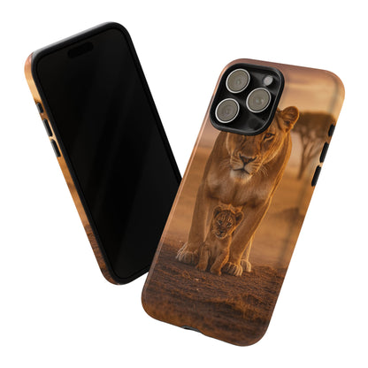 Lioness & Cub Phone Case | Safari Wildlife Tough Case for iPhone & Samsung