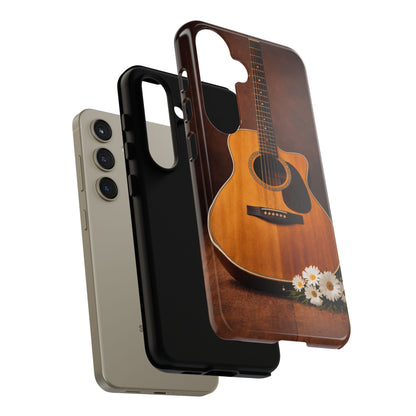 Acoustic Guitar Daisy Phone Case | Rustic Music Lover Tough Cover