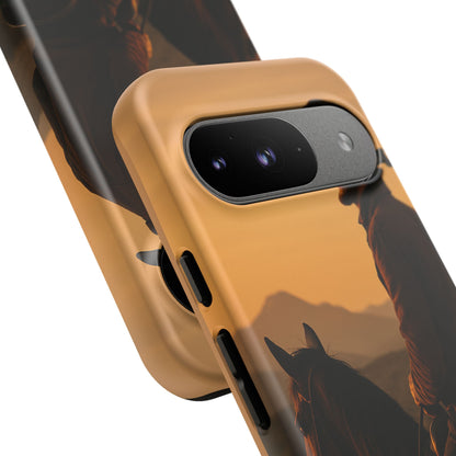 Western Cowboy Sunset Phone Case | Horse Rider Desert Aesthetic Tough Protective Case