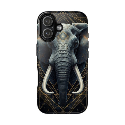 Elephant Mandala Phone Case – Black and Gold Spiritual Elephant Tough Protective Case