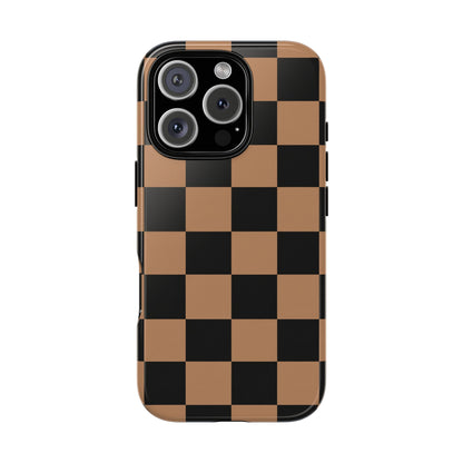 Brown Checkerboard Phone Case | Aesthetic Tough Protective Case