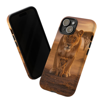 Lioness & Cub Phone Case | Safari Wildlife Tough Case for iPhone & Samsung
