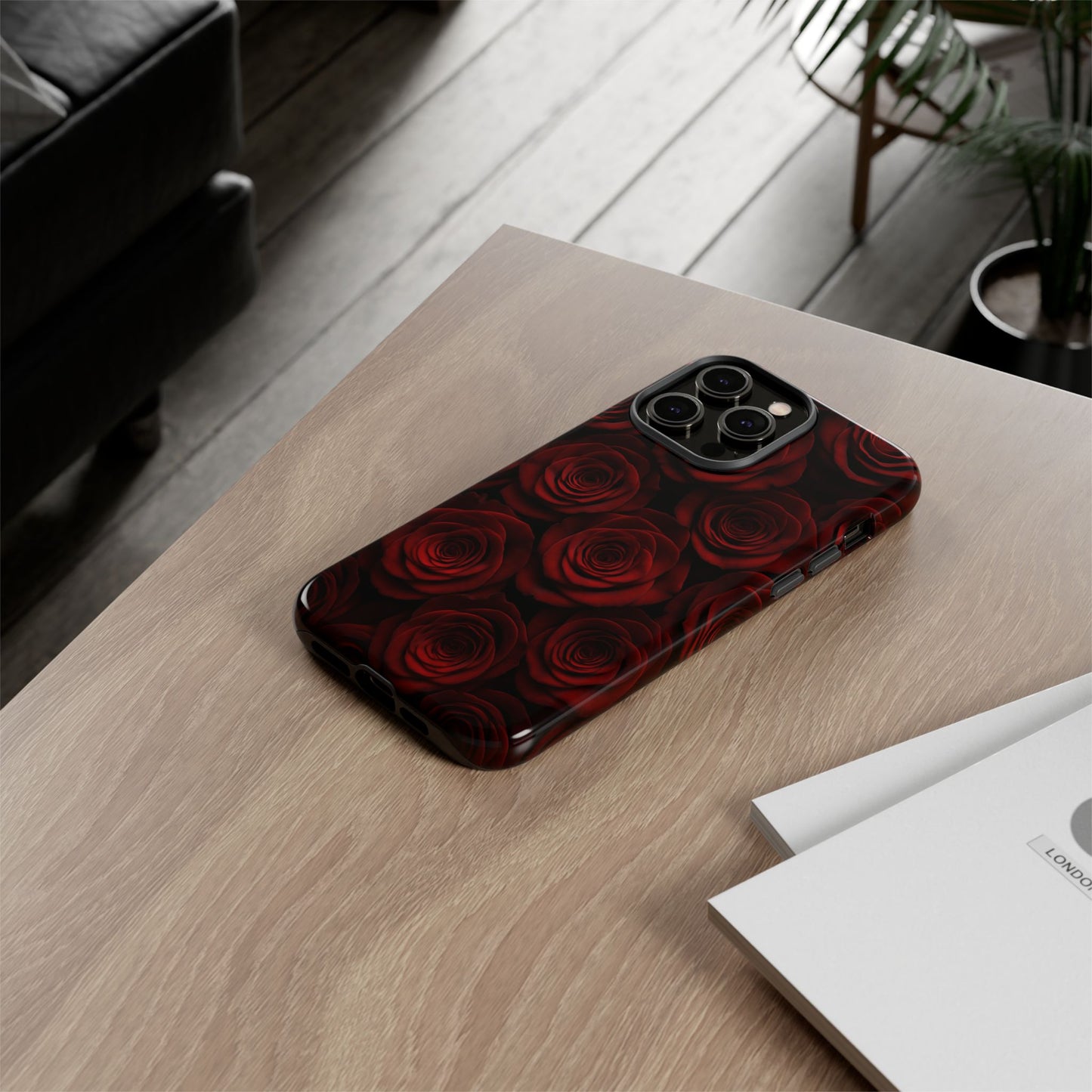 Dark Red Rose Phone Case – Gothic Floral Tough Case (iPhone, Samsung, Pixel)