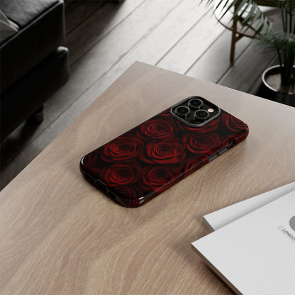 Dark Red Rose Phone Case – Gothic Floral Tough Case (iPhone, Samsung, Pixel)