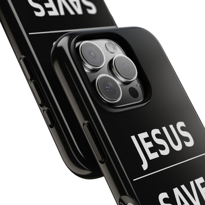 Jesus Saves Phone Case Christian Religious Minimalist Black Tough Cover