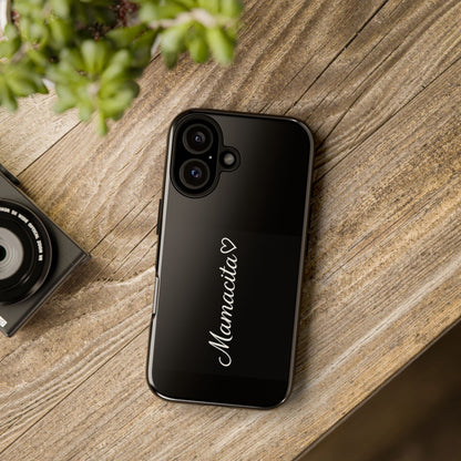 Mamacita Script Phone Case | Minimal Black Tough Case | Sleek Aesthetic Cover