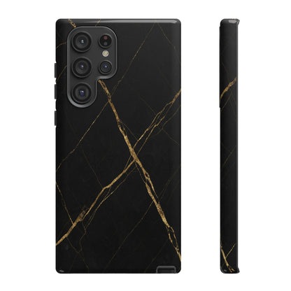 Black Marble Phone Case with Gold Veins | Minimal Luxury Tough Case