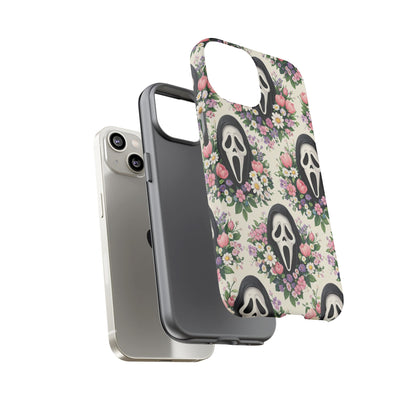 Floral Ghost Face Aesthetic Phone Case – Cute Spooky Tough Cover