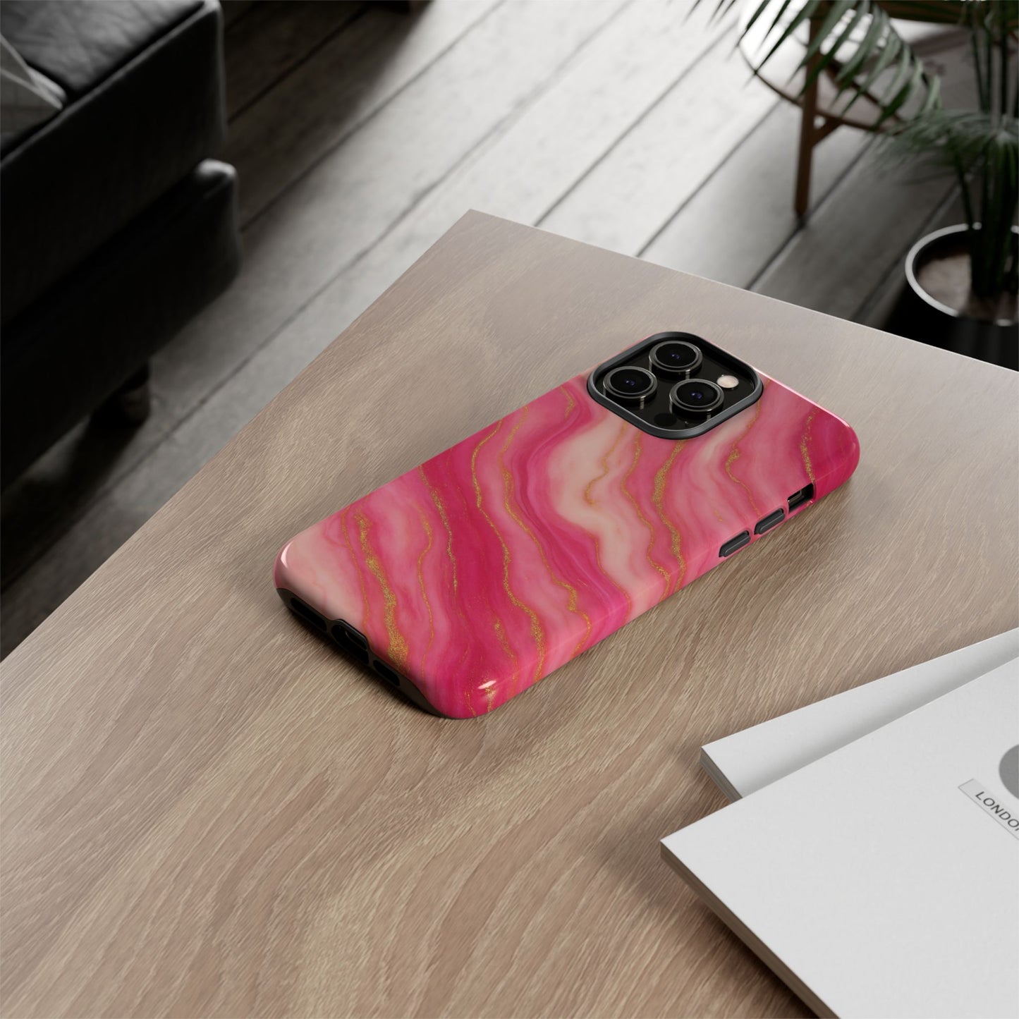 Pink Marble Phone Case | Rose Gold Swirl Aesthetic Tough Protective Case