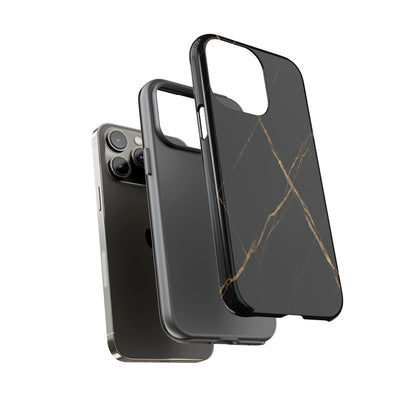 Black Marble Phone Case with Gold Veins – Luxury Minimal Aesthetic Tough Case
