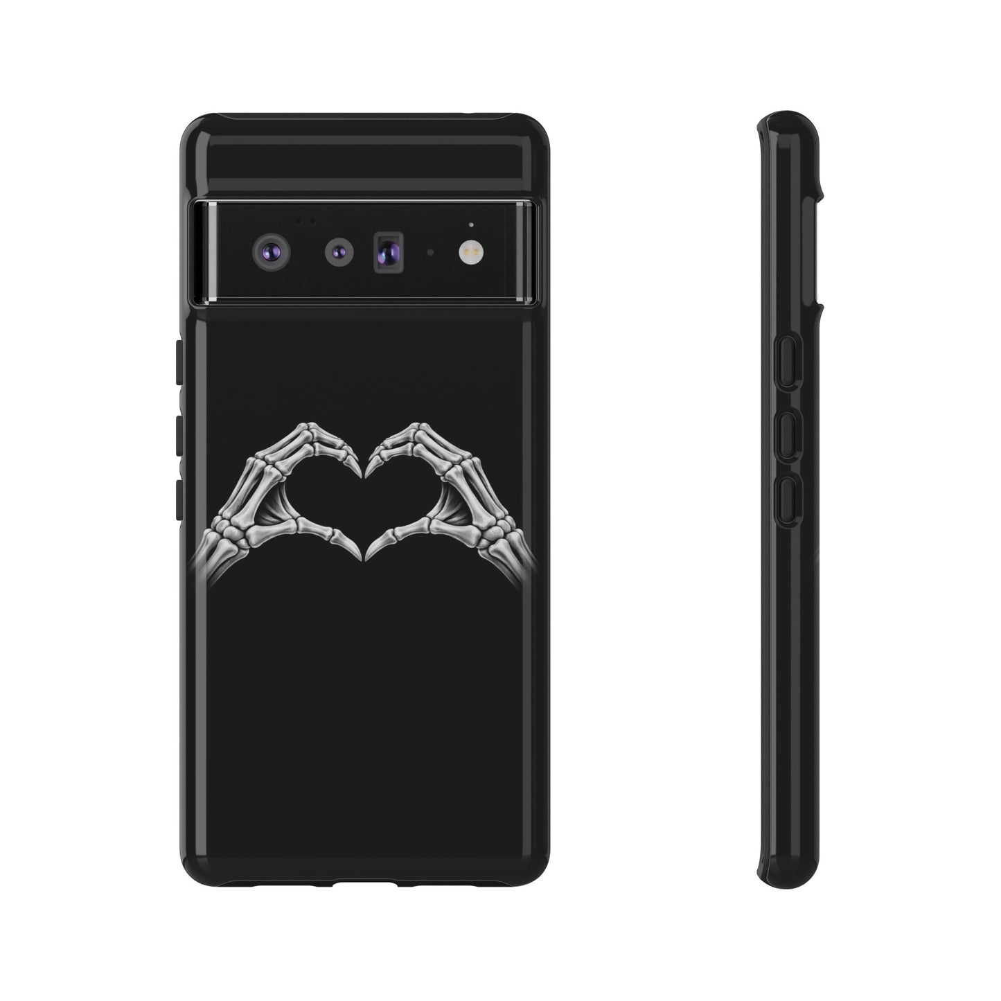 Skeleton Hands Heart Phone Case | Gothic Black Protective Cover