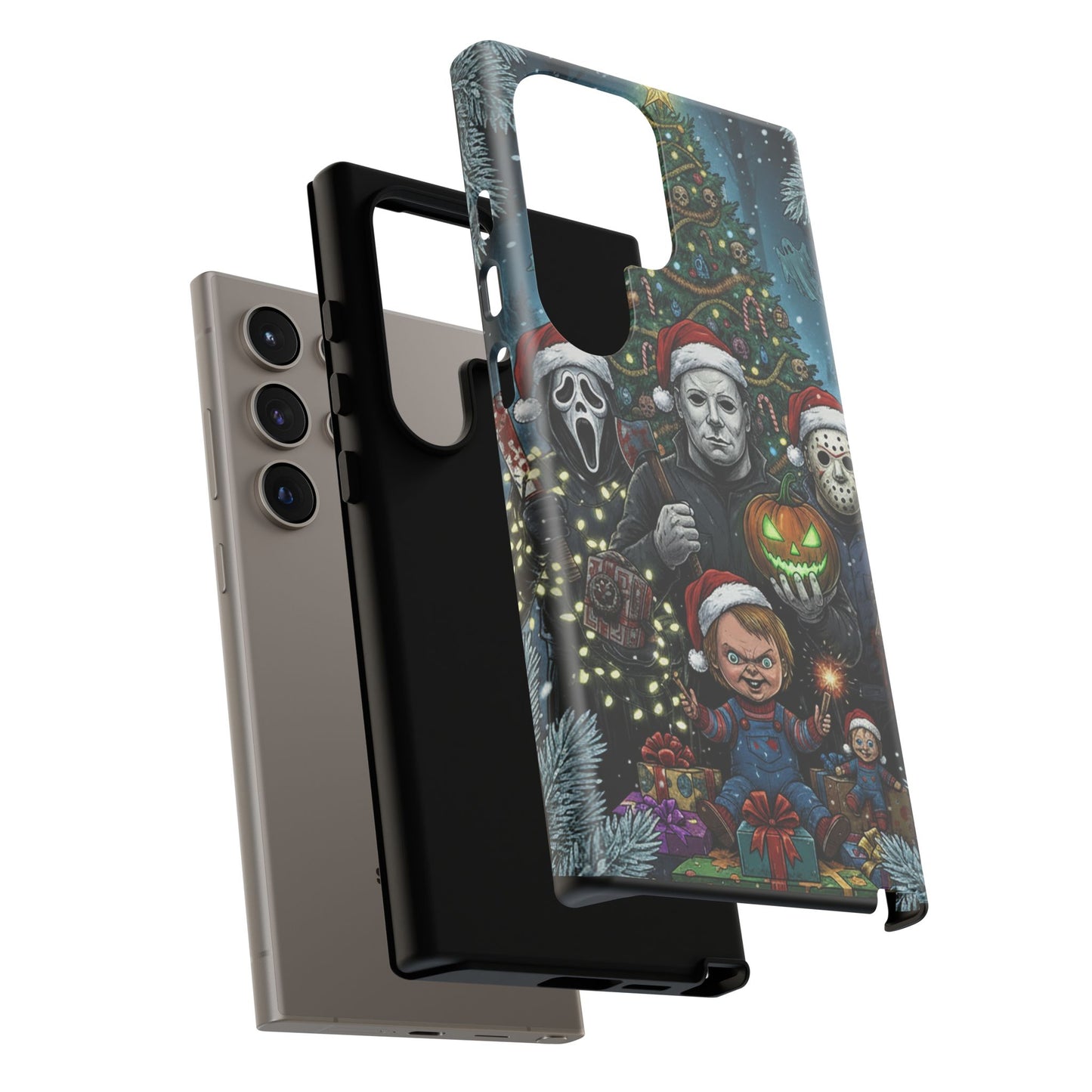 Christmas Horror Phone Case – Festive Slasher Collage Tough Case (iPhone, Samsung, Pixel)
