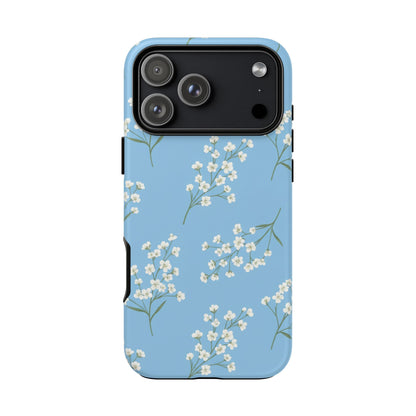 Baby’s Breath Floral Phone Case – Blue Minimal Flower Aesthetic Tough Case