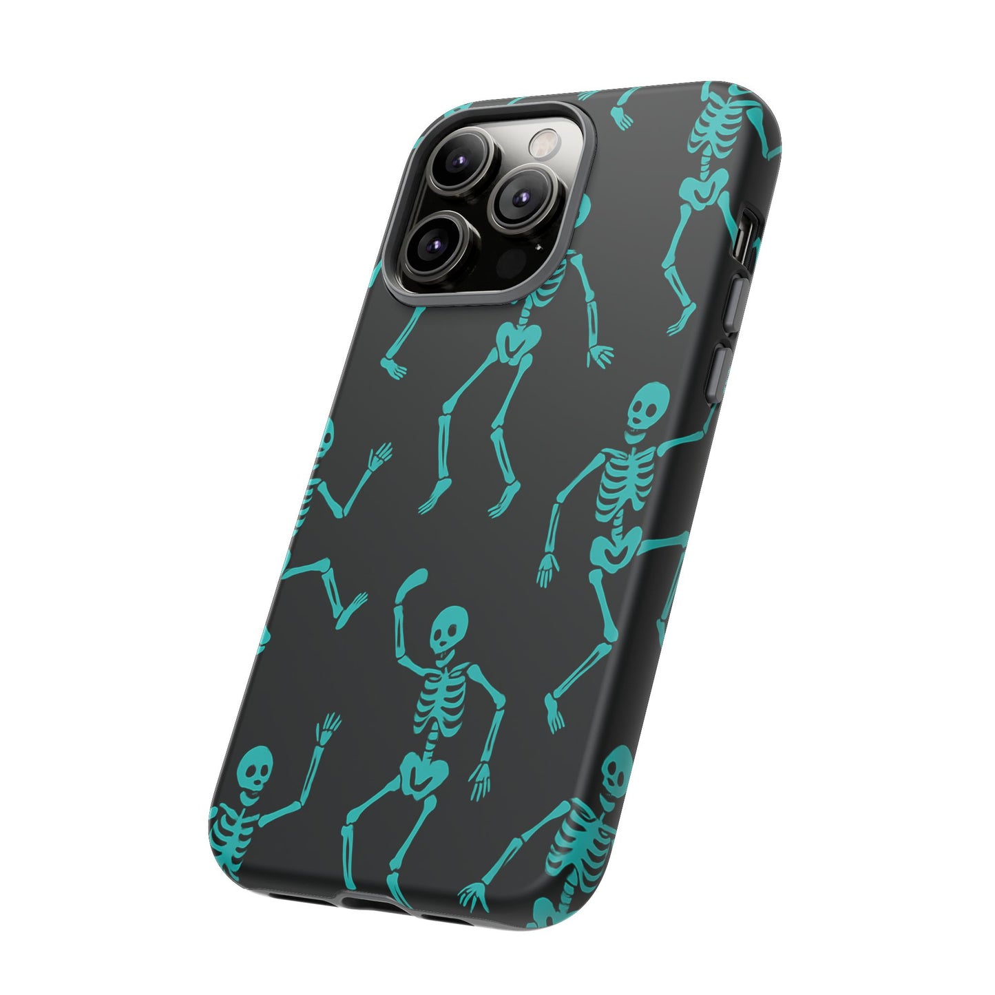 Dancing Teal Skeletons Phone Case | Tough Protective Case for Iphone, Samsung Galaxy and Pixel