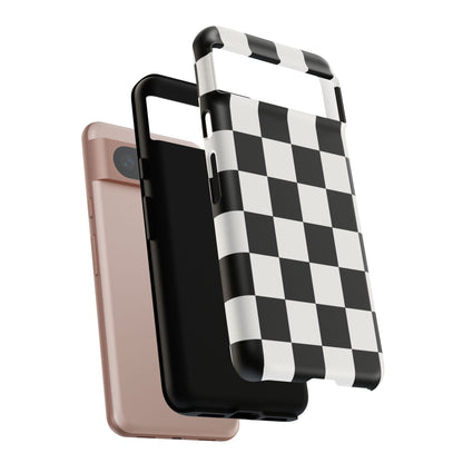 Black & White Checkerboard Phone Case – Classic Aesthetic Tough Protective Case for Iphone, Samsung Galaxy and Pixel