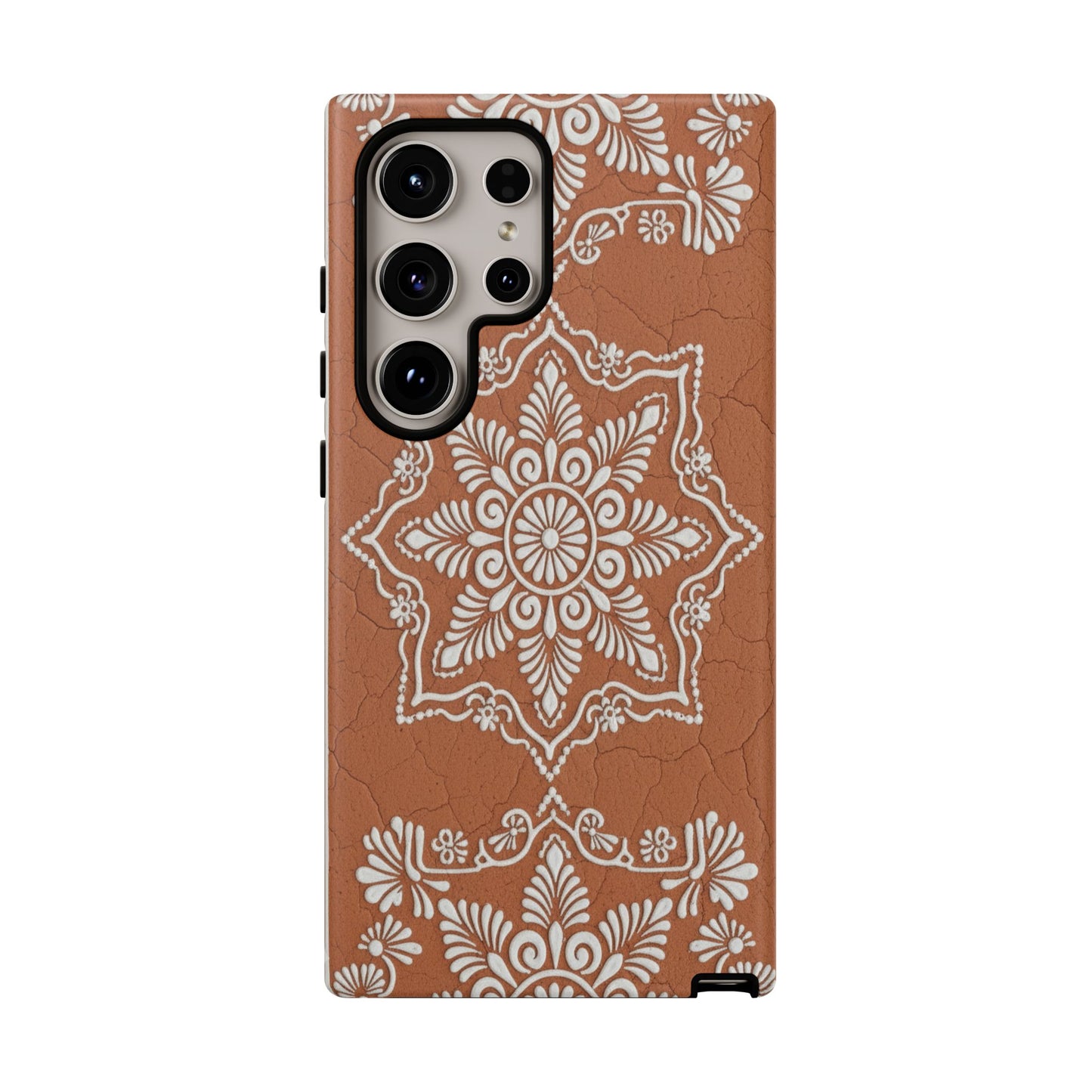 Talavera Terracotta Phone Case | Mexican Floral Pattern iPhone & Samsung Tough Case | Boho Clay Aesthetic Cover