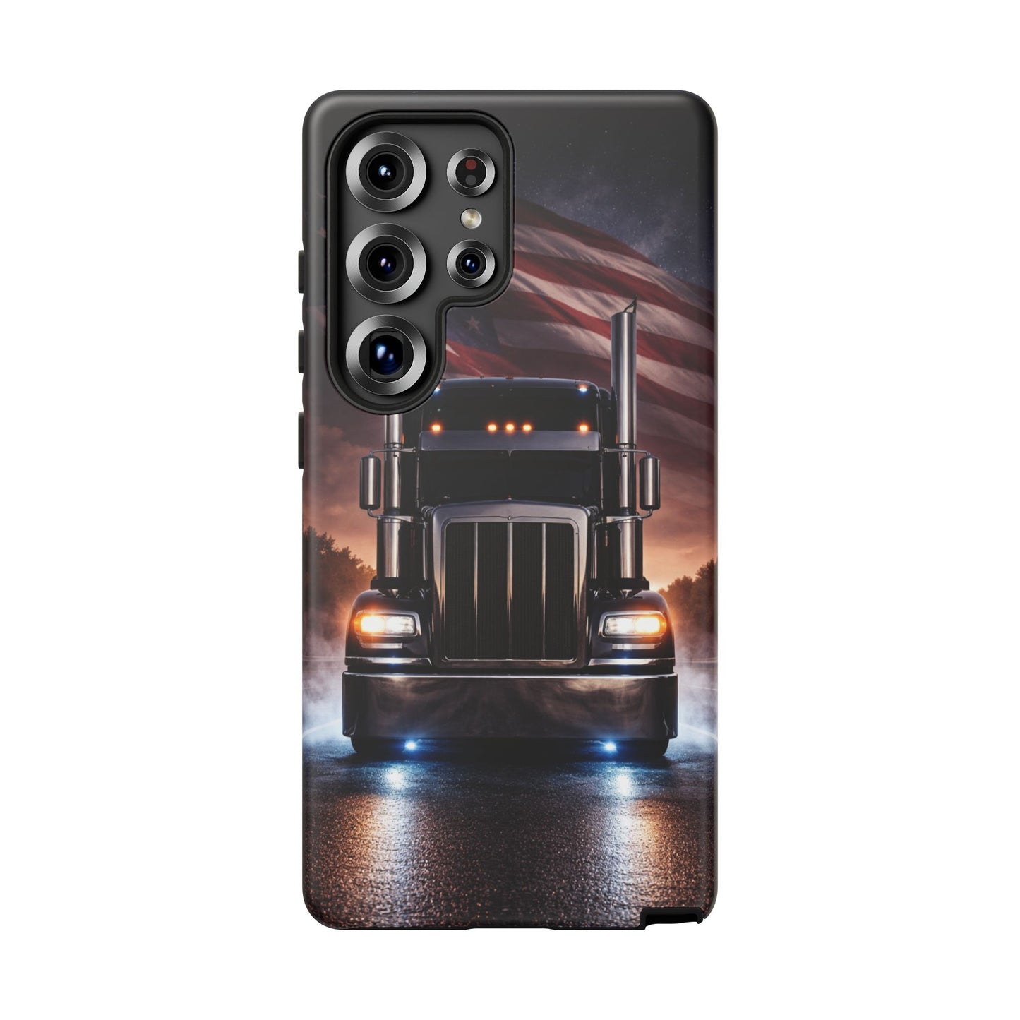 Semi Truck Phone Case American Flag Big Rig Trucker Gift iPhone Samsung