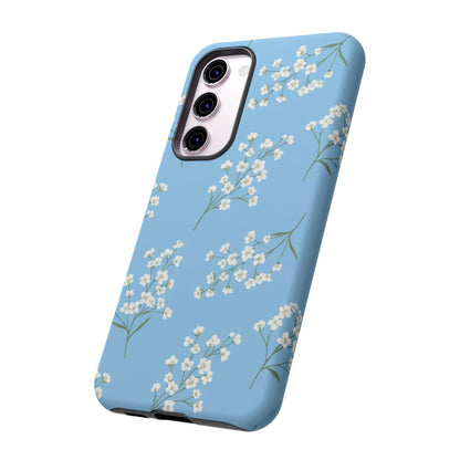Baby’s Breath Floral Phone Case – Blue Minimal Flower Aesthetic Tough Case