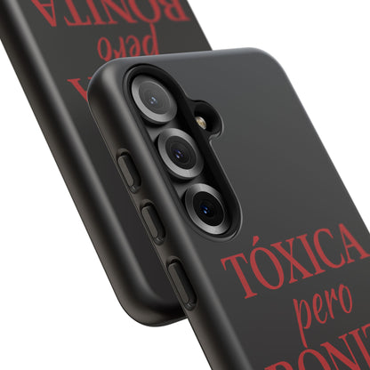 Toxica Pero Bonita Phone Case, Latina Quote Case, Red Lips Aesthetic, Spanish Saying Case, Trendy Tough Cover
