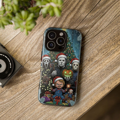 Christmas Horror Phone Case – Festive Slasher Collage Tough Case (iPhone, Samsung, Pixel)
