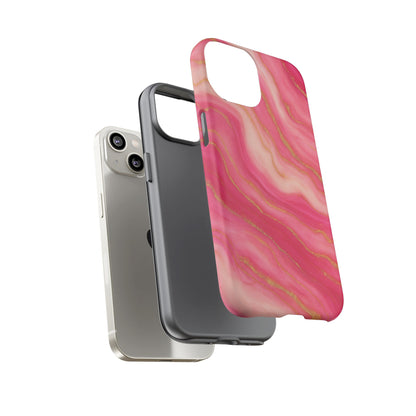 Pink Marble Phone Case | Rose Gold Swirl Aesthetic Tough Protective Case