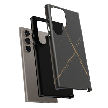 Black Marble Phone Case with Gold Veins | Minimal Luxury Tough Case