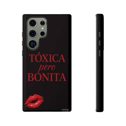 Toxica Pero Bonita Phone Case, Latina Quote Case, Red Lips Aesthetic, Spanish Saying Case, Trendy Tough Cover