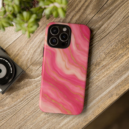 Pink Marble Phone Case | Rose Gold Swirl Aesthetic Tough Protective Case