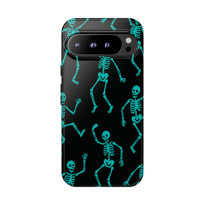 Dancing Teal Skeletons Phone Case | Tough Protective Case for Iphone, Samsung Galaxy and Pixel