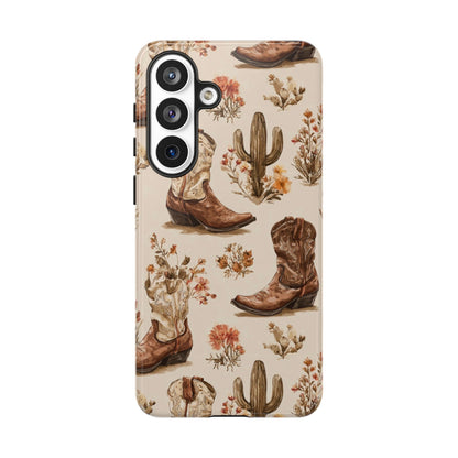Cowboy Boots Western Phone Case Rustic Cowgirl Cactus Floral iPhone Samsung Pixel