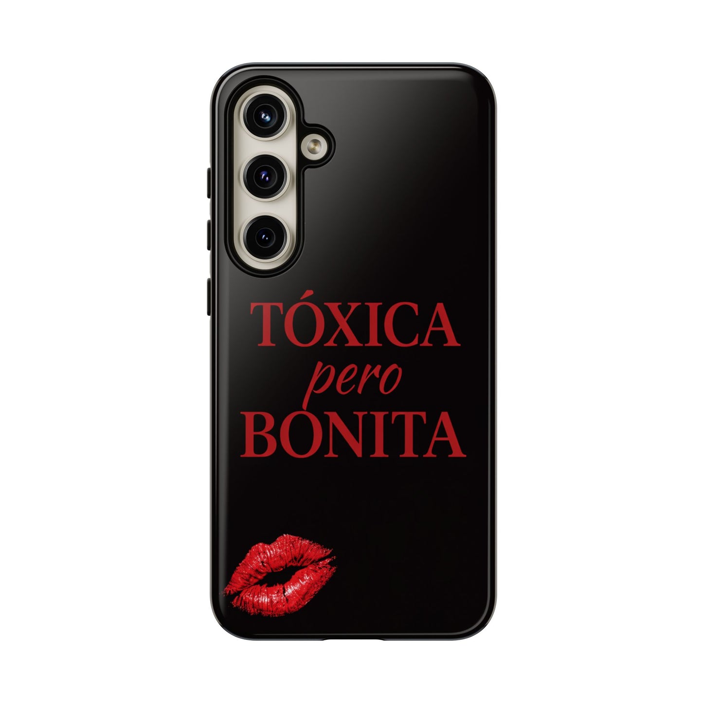 Toxica Pero Bonita Phone Case, Latina Quote Case, Red Lips Aesthetic, Spanish Saying Case, Trendy Tough Cover
