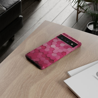 Hot Pink Hexagon Phone Case | Honeycomb Geometric Aesthetic | Cute Pink iPhone & Samsung Tough Protective Case