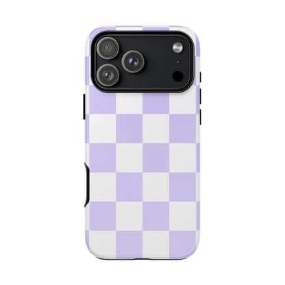 Lavender Checkerboard Phone Case | Pastel Aesthetic Checkered iPhone & Samsung Tough Case
