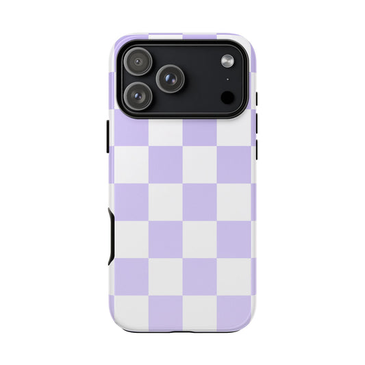 Lavender Checkerboard Phone Case | Pastel Aesthetic Checkered iPhone & Samsung Tough Case