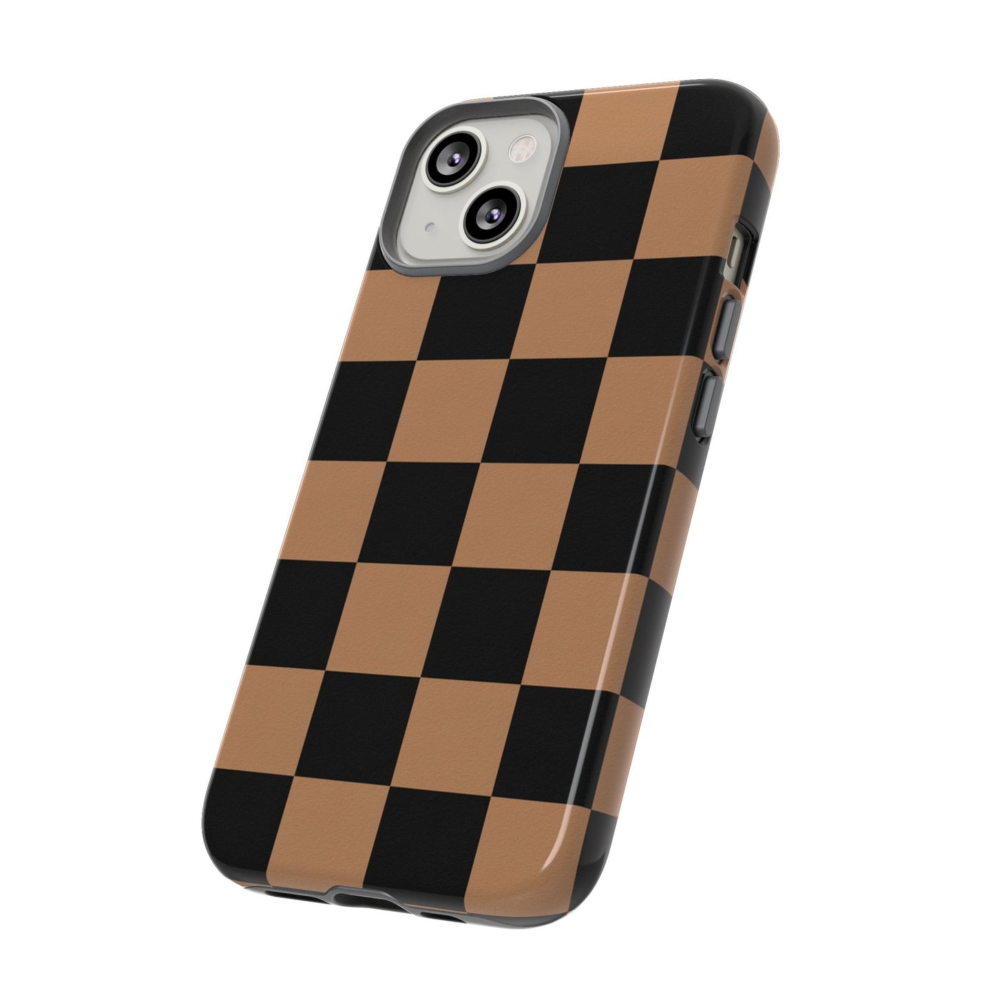 Brown Checkered Phone Case | Aesthetic Checkerboard iPhone & Samsung Tough Case