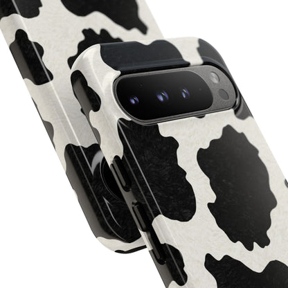 Black & White Cow Print Phone Case | Western Aesthetic iPhone & Samsung Tough Case