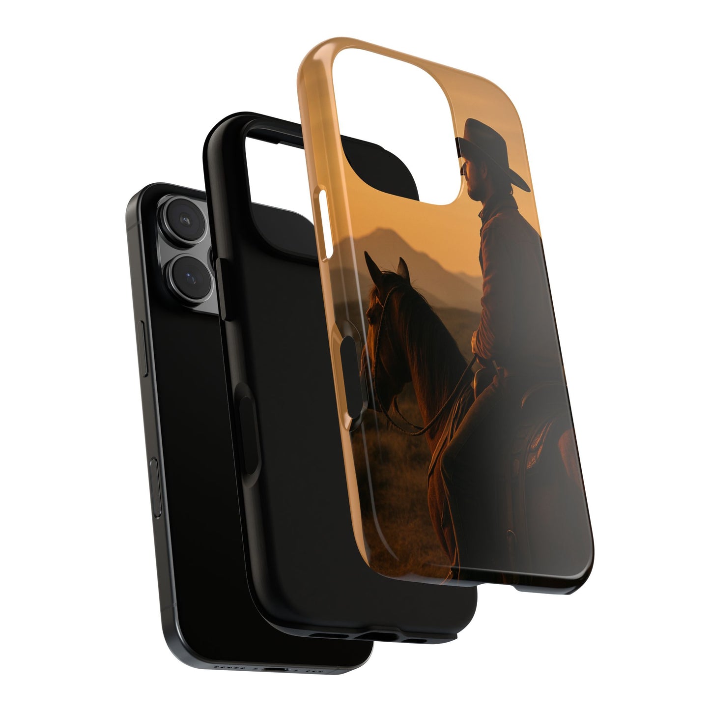 Western Cowboy Sunset Phone Case | Horse Rider Desert Aesthetic Tough Protective Case